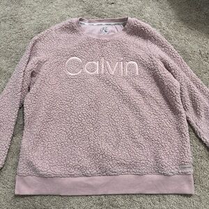 Pink fuzzy crew neck Calvin Klein medium